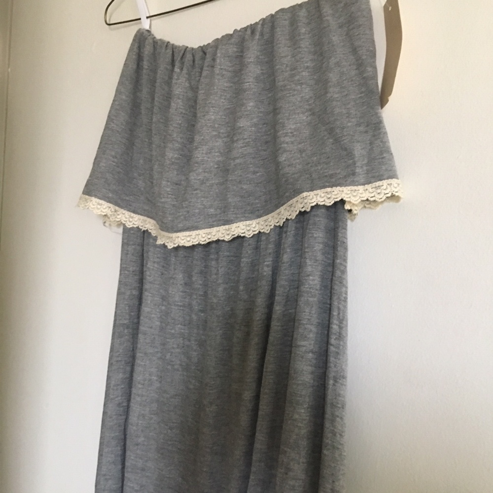 STRAPLESS MAXI long summer DRESS RUFFLE FLOUNCE - Picture 4 of 8